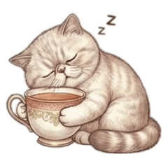 Exotic Cat's Elegant Tea Time (Polite)