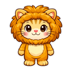 ライオンの着ぐるみを着た猫