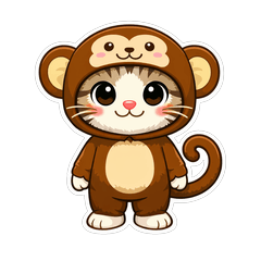 猿の全身着ぐるみを着た猫