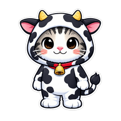 牛の着ぐるみを着た猫