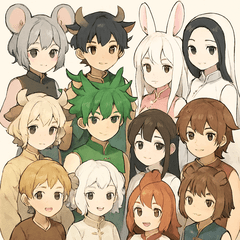 귀여운 12지 동물 캐릭터 스티커