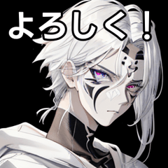 Face painted silver hair boy