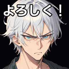 Angry silver-haired short-haired boy