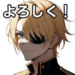 Blonde boy with eye patch