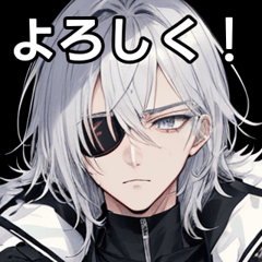 Silver-haired boy with an eyepatch