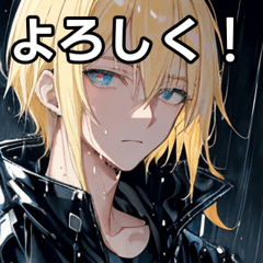 Blonde boy in a raincoat