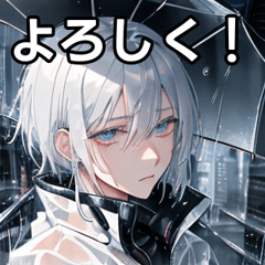 Raincoat Silver-haired Boy
