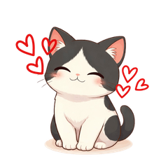 はちわれ猫のかわいいスタンプ