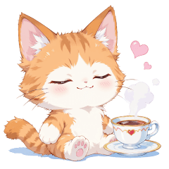 Fluffy Cat Cafe Sticker