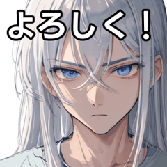T-shirt silver-haired long-haired boy