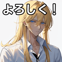 Blond long hair boy in a dress shirt