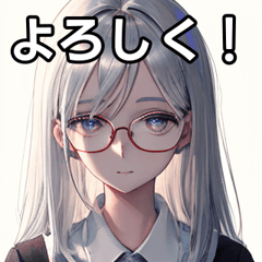 Glasses silver-haired beautiful girl