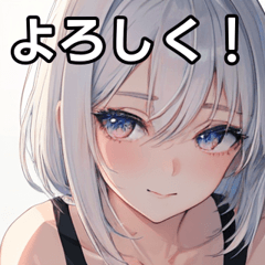 Tank top silver hair girl sticker