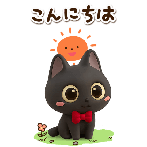 Moving Sticker of Cute Black 3D