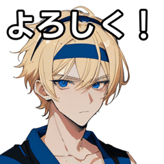 Boy with short blonde hair and headband