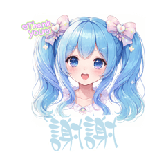 可愛藍髮女孩貼圖