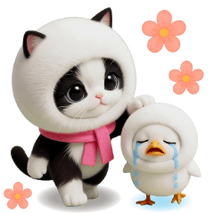 cute little cat white nit BIG Sticker