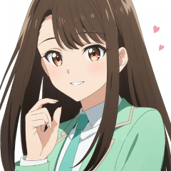 Cute fluffy high school girl stickers