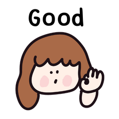 Cute girl doodle sticker English