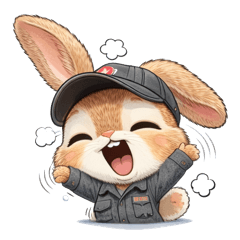 スタンプ名 なまけものオフィサーうさぎ