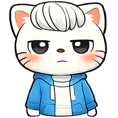 Cute White Cat Reaction Stickers ID