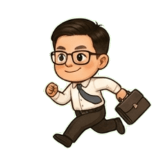 A slightly presbyopic male office worker