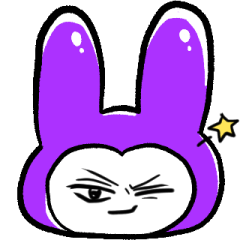 purple rabbit's facial expression