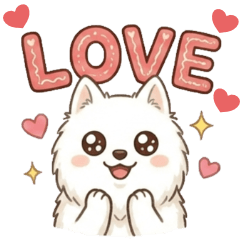 Cute Samoyed Dog Valentine Stickers