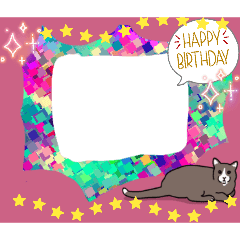 BIRTHDAYフレーム猫付き