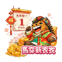 過年貼圖｜新年祝福貼圖｜胖胖馬賀年限定版