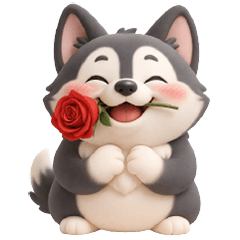 A stiff-bodied husky puppy (No Text)