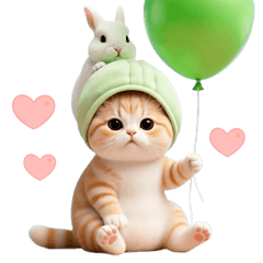 飛び出す!メロン帽 猫とうさぎ 可愛い日常