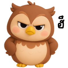 The owl has big, round eyes and is cute