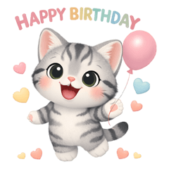 สติกเกอร์แมวอเมริกันวันเกิด