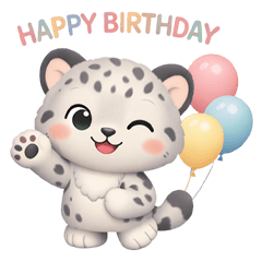 สติกเกอร์เสือดาวหิมะน่ารักวันเกิด