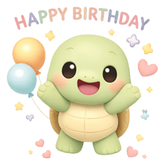 สติกเกอร์เต่าน่ารักวันเกิด