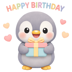 สติกเกอร์เพนกวินน่ารักวันเกิด