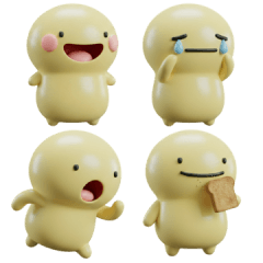 【3D/文字なし】シンプルまるい人