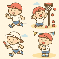 ゆるかわ小学校☆運動会スタンプ