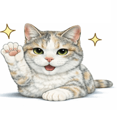 Chubby Realistic Calico Cat Stickers