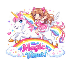 Dreamy Fantasy: Girl & Unicorn