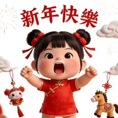 拜年小女孩 春節過年祝福賀詞