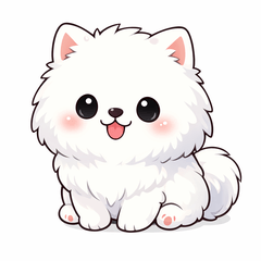 Cute Fluffy White Pomeranian Dog