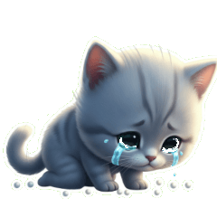 ぐうたら寝そべり、眠たいデカ頭ねこ