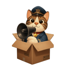 紙袋貓布魯化身貓站長