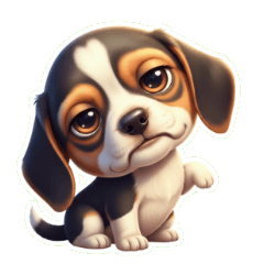 ゆるいデカ頭犬の感謝の投げキッス