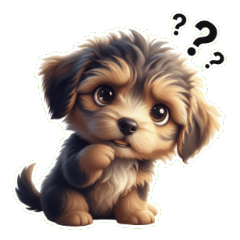 ぼけぼけ大きな頭の犬がとぼけてる