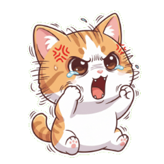 ぷんぷん！おこ顔のビッグヘッド猫