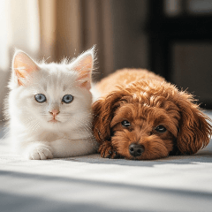 [アレンジ用]ティーカッププードルと猫