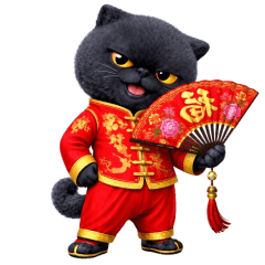 Black cat Chi Chinese New Year (No text)